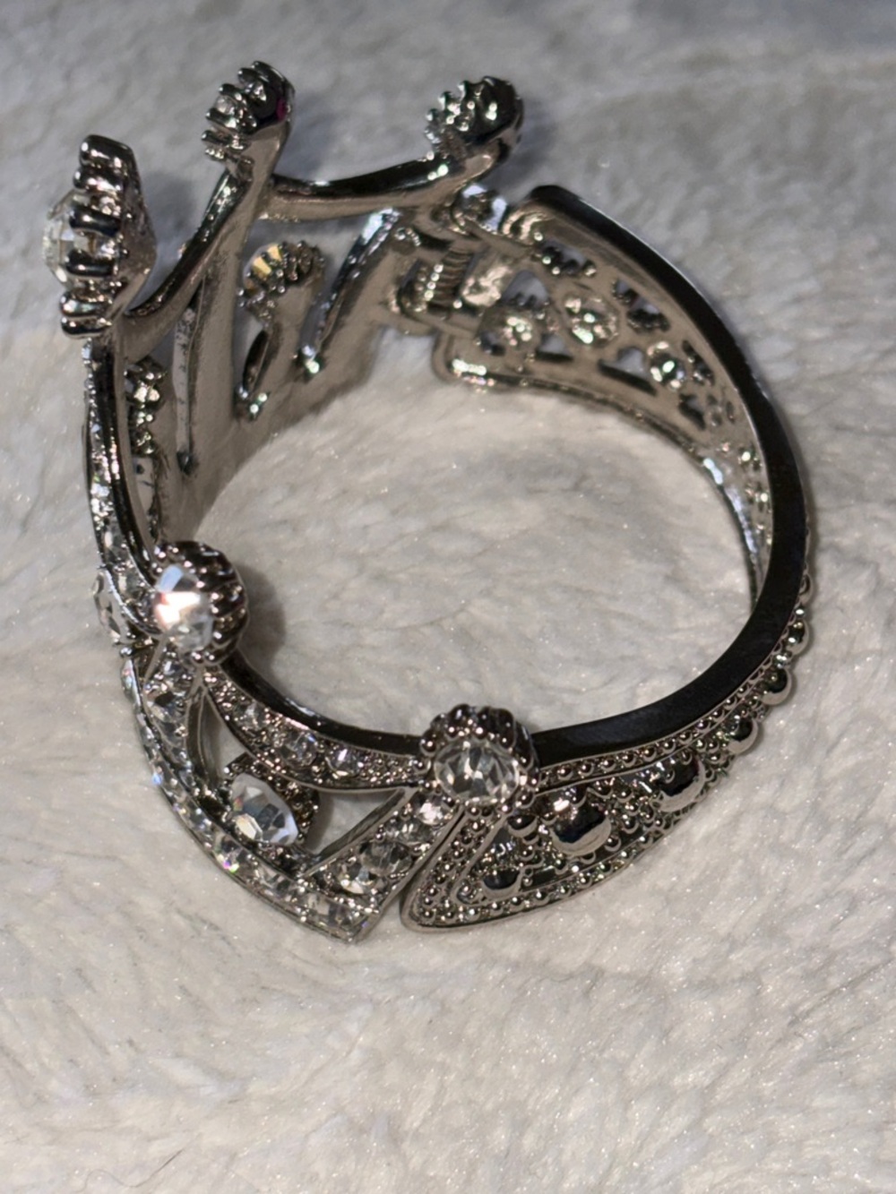 Rhinestone Crystal Crown Bracelet ~Silver NEW - Picture 2 of 6